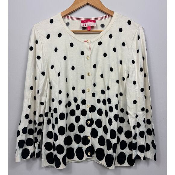 Talbots Oprah Magazine Collection Polka Dot Cardigan in Ivory/Black Size XL - Picture 1 of 7